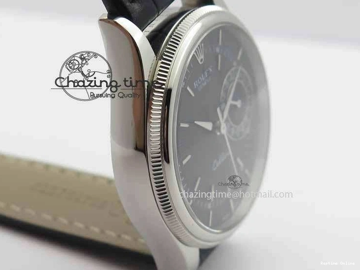 0217 Cellini Date VF Best Edition SS Black Dial Stick Markers On Black Leather Strap A Lightweight 3725